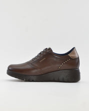 ZAPATO DE CORTE DEPORTIVO CUÑA MUJER ELÁSTICOS FLUCHOS LIVE F2096 CASTAÑO