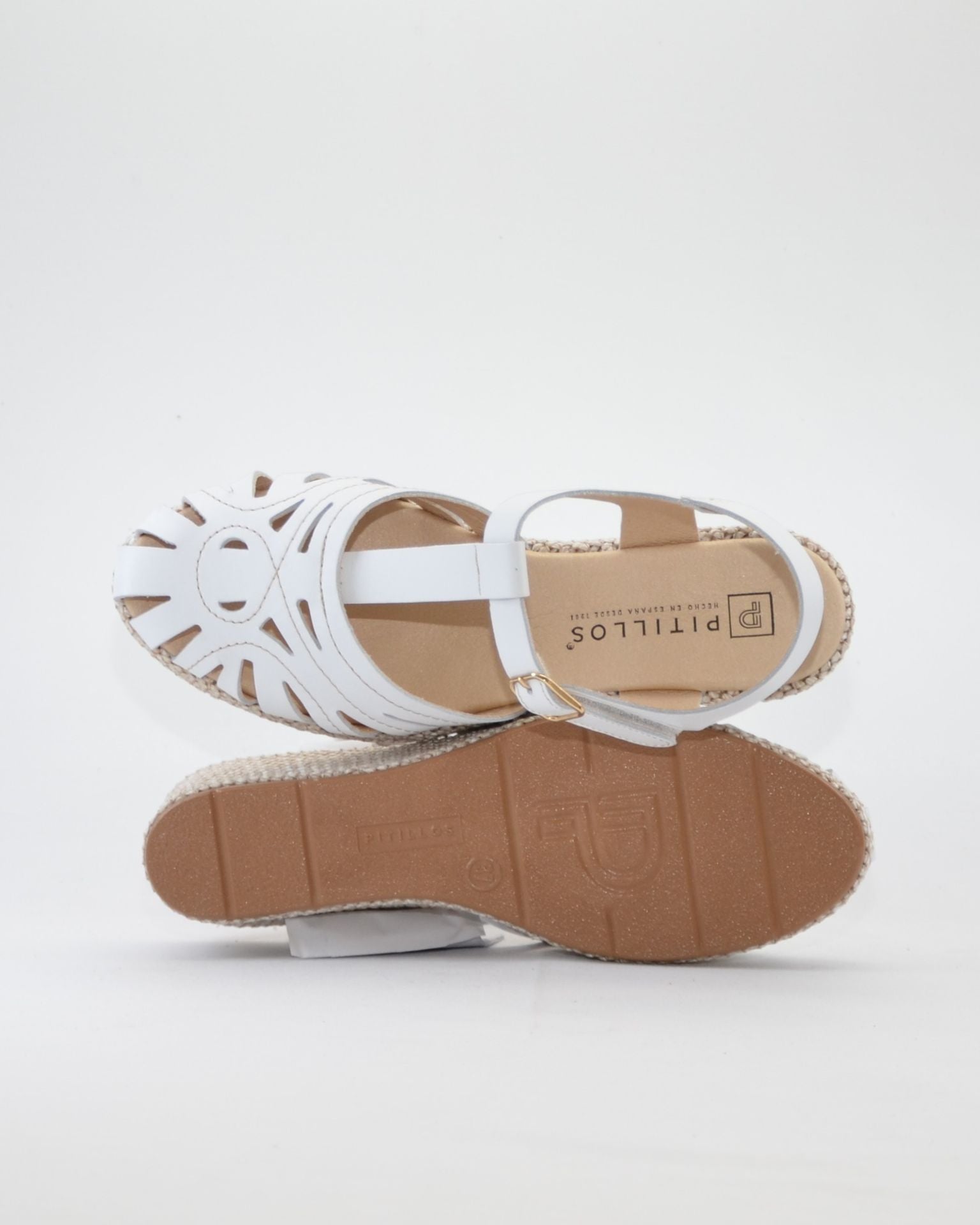 SANDALIA CANGREJERA MUJER CUÑA COLOR BLANCO PITILLOS 11301
