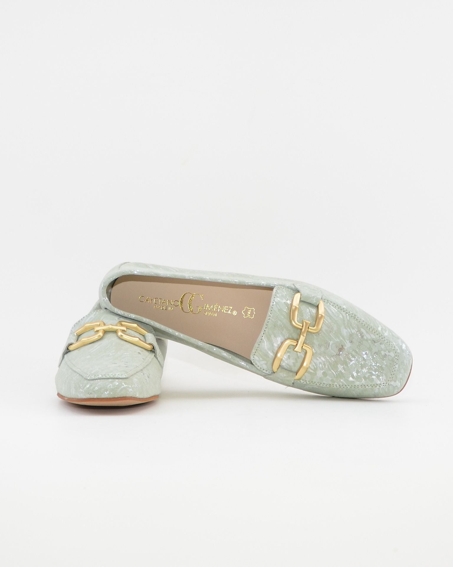 ZAPATO MOCASIN MUJER PLANO ESTAMPADO VERDE CAYETANO 17186