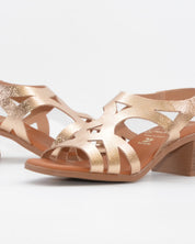 SANDALIA MUJER PLATINO TACON BAJO PLANTA DE GEL OH MY SANDALS 5992 CAVA