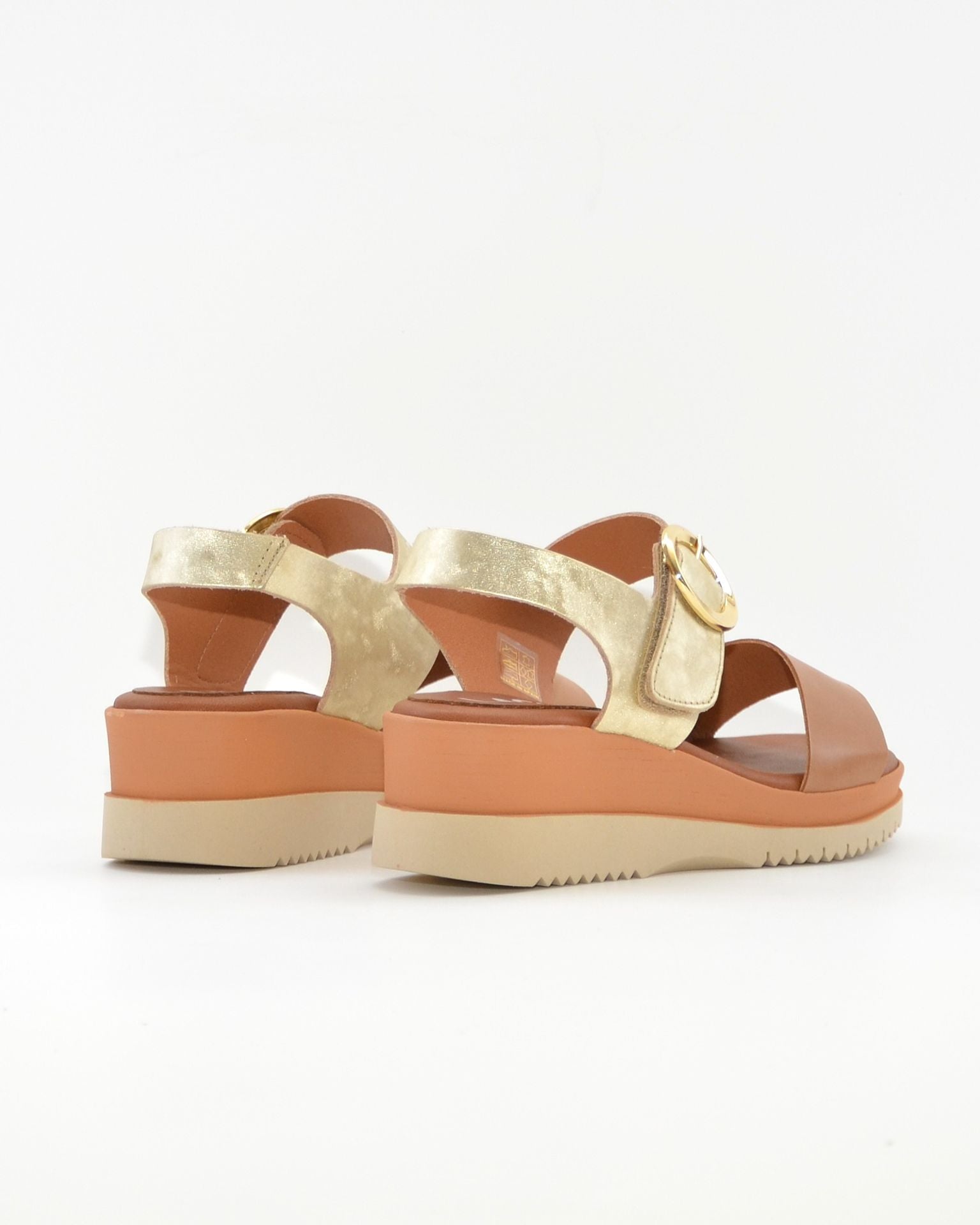 SANDALIA CUÑA MUJER PIEL COMBI CUERO ORO LACOMBA GENTIAN