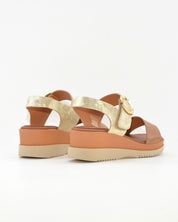 SANDALIA CUÑA MUJER PIEL COMBI CUERO ORO LACOMBA GENTIAN