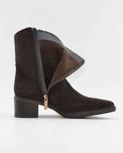 BOTIN MUJER COWBOY SERRAJE MARRÓN CHOCOLATE CON FLECOS CARMELA 164252