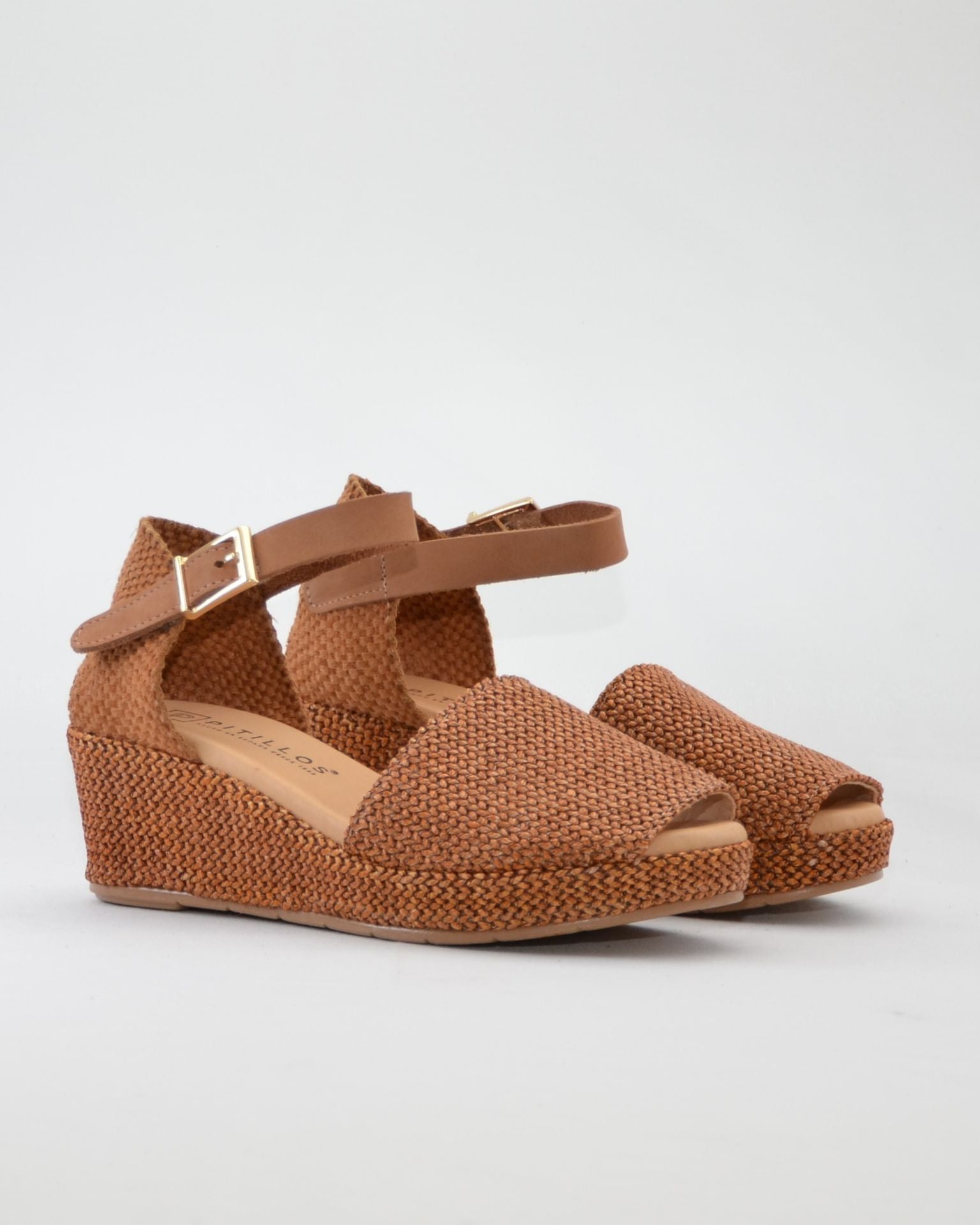 SANDALIA CON CUÑA MUJER PLANTA ACOLCHADA RAFIA CUERO PITILLOS 11260