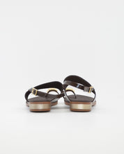 SANDALIA PLANA MUJER DEDO EN COLOR CHAROL MARRON PLANTA DE GEL OH MY SANDALS 5862
