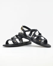 SANDALIA MUJER PLANA PIEL COLOR NEGRO TACHAS LACOMBA BOUGAIN
