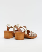 SANDALIA MUJER TACON MEDIO PLANTA DE GEL COMBI DORADO PITON JORDANA 4812