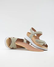 SANDALIA CRUZADA PLANTILLA EXTRAIBLE MUJER TRES VELCROS ANCHO ESPECIAL COLOR VERDE PIE SANTO 260381 EUCALIPTO