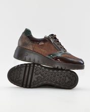 ZAPATO DE CORTE DEPORTIVO CUÑA MUJER CORDONES Y CREMALLERA FLUCHOS LIVE F2248 CAFE