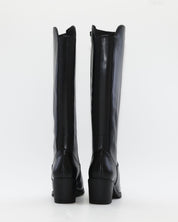 BOTA ALTA MUJER TACON ANCHO CON ELASTICOS PIEL COLOR NEGRO KAOLA 8825
