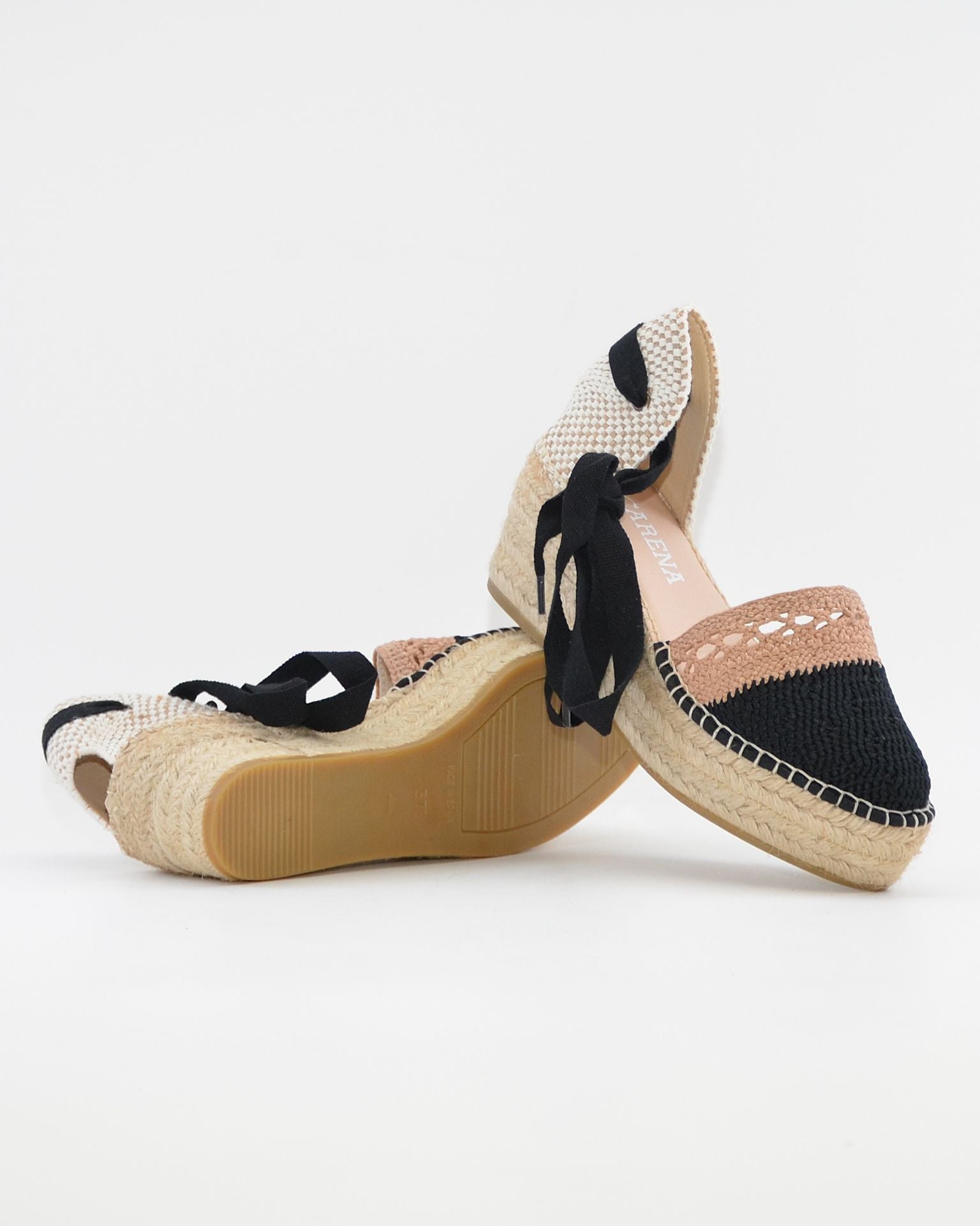 ALPARGATAS DE CUÑA CUERDA NEGRO TAUPE MACARENA JAVA 36
