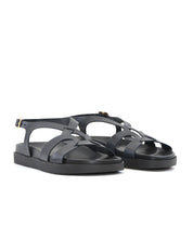 SANDALIA BIO PIEL COLOR NEGRO PLANTA FORRADA LACOMBA CROW