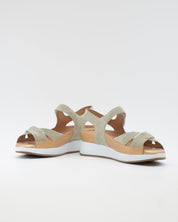 SANDALIA CRUZADA PLANTILLA EXTRAIBLE MUJER TRES VELCROS ANCHO ESPECIAL COLOR VERDE PIE SANTO 260381 EUCALIPTO