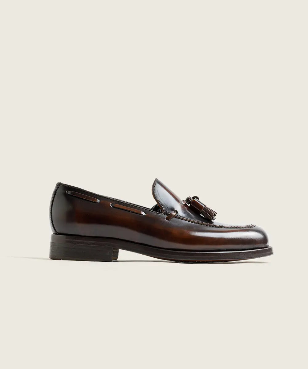 ZAPATO HOMBRE BORLAS TASSEL FLORENTIC MARRON SUELA DE CUERO