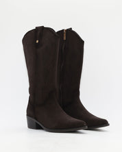 BOTA COWBOY MUJER SERRAJE MARRON CHOCOLATE CON CREMALLERA CARMELA 164381