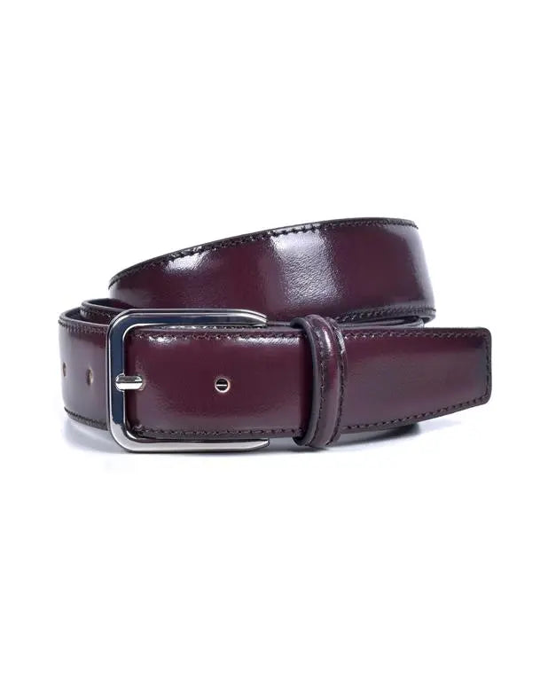 CINTURON DE PIEL COLOR BURDEOS