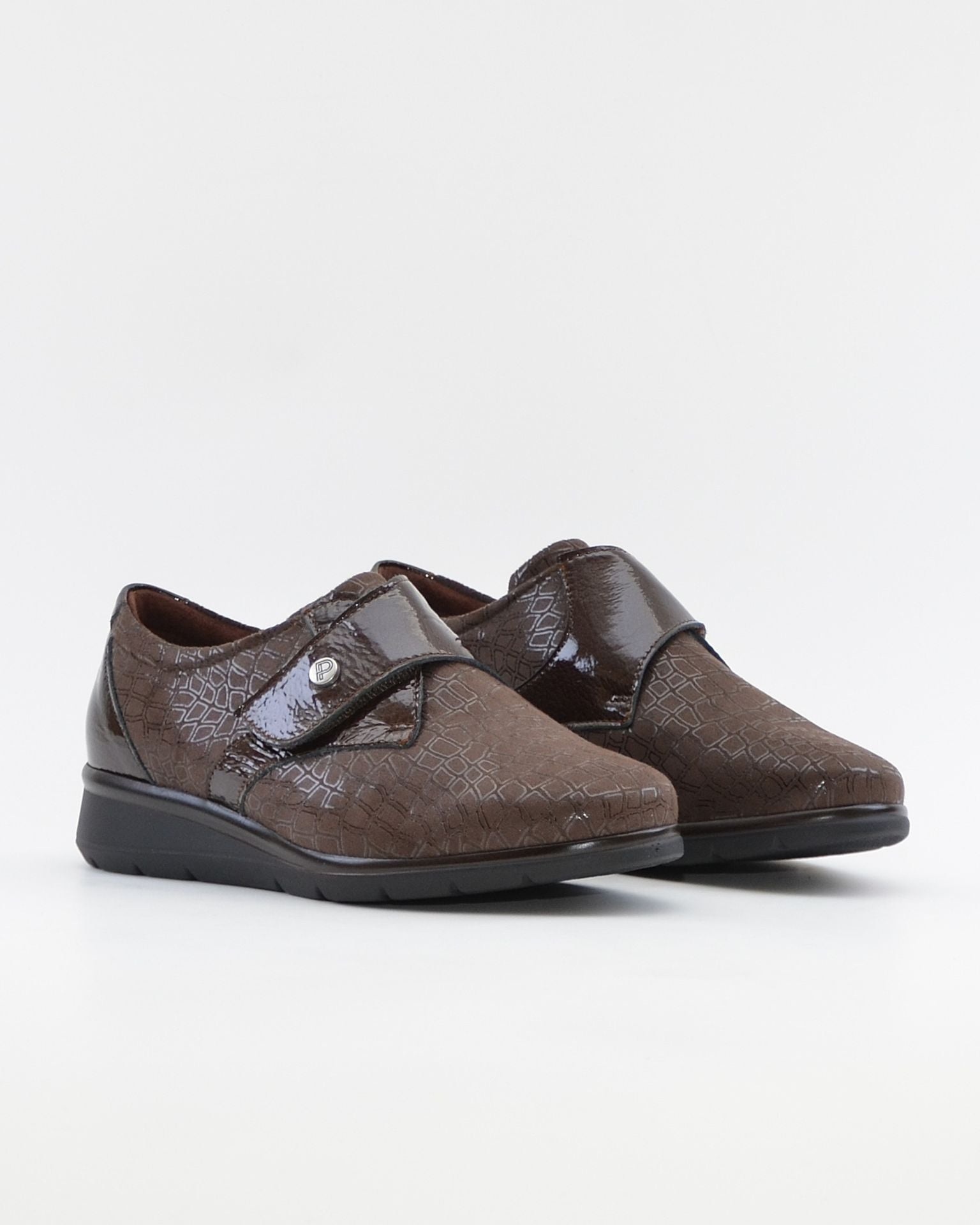 ZAPATO ANCHO ESPECIAL VELCRO PLANTILLA EXTRAIBLE PITILLOS 11510 MARRÓN