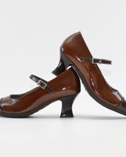 ZAPATO SALON MUJER CON PULSERA CHAROL CUERO Y MARRÓ PITILLOS 11683