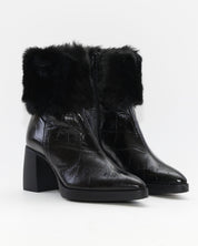 BOTIN TACON MUJER PIEL COCO COLOR NEGRO CON PELO WONDERS L-1605 MISOURI