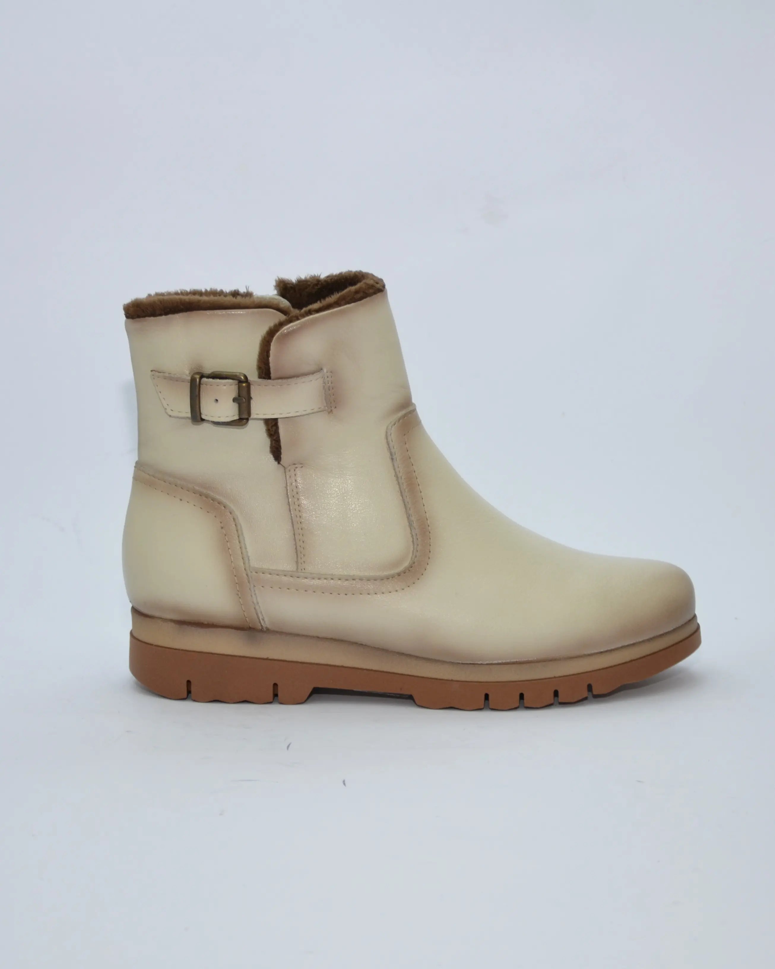 BOTINES DE MUJER PLANOS CON CREMALLERA EN COLOR HIELO