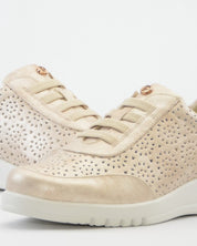 ZAPATO CASUAL MUJER CON ELÁSTICOS PITILLOS 20301 DORADO PLANTILLA EXTRAÍBLE