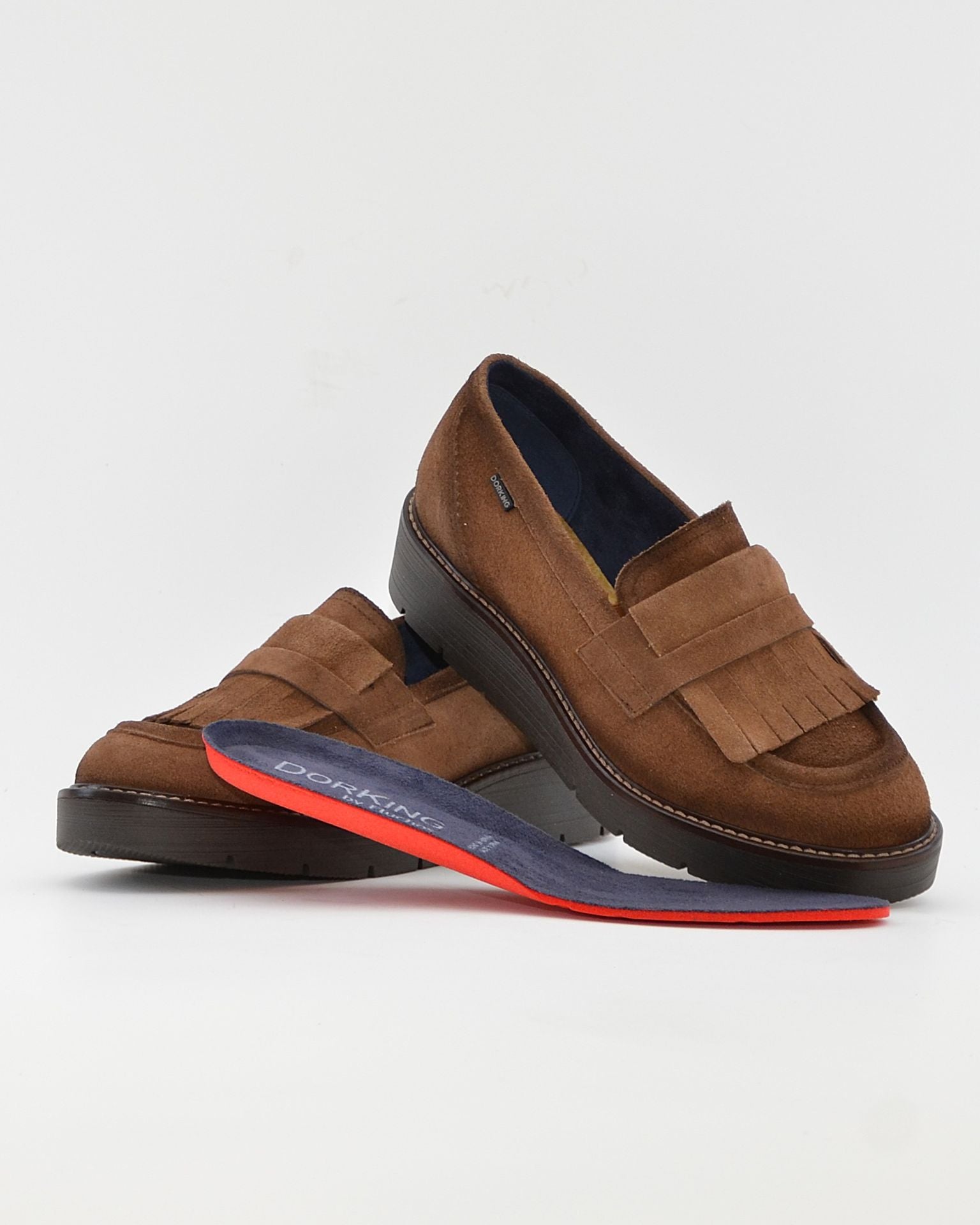 ZAPATO MOCASIN MUJER FLECOS SERRAJE CUERO DORKING by FLUCHOS D9782 TABACO