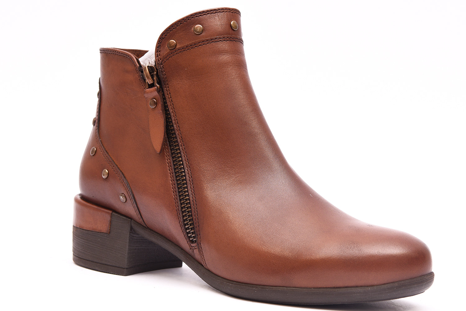 BOTIN MUJER CUERO TACON CUADRADO Y CREMALLERA  L-1311