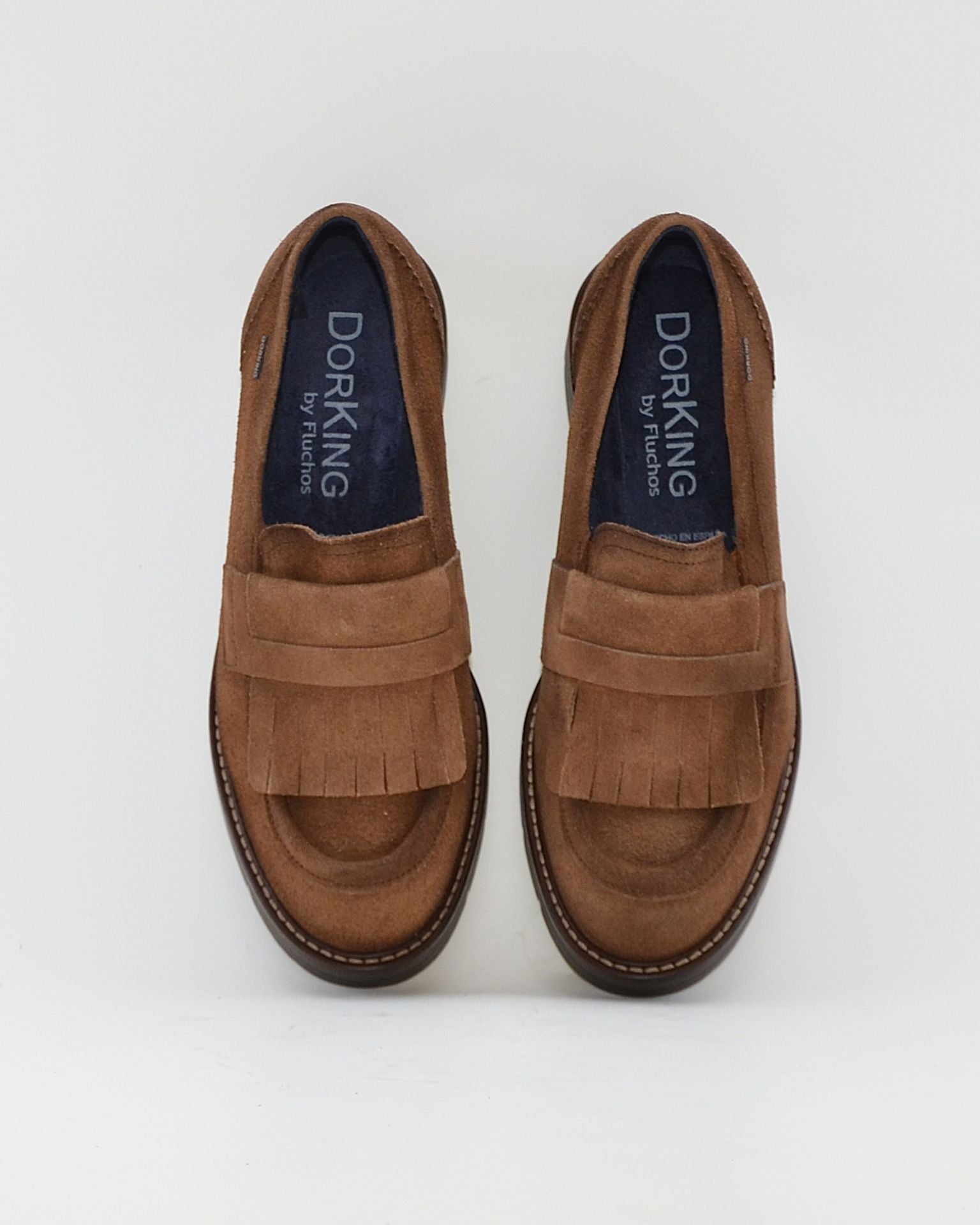 ZAPATO MOCASIN MUJER FLECOS SERRAJE CUERO DORKING by FLUCHOS D9782 TABACO