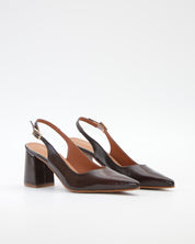 ZAPATO SALON DESTALONADO TACON CUADRADO COLOR MARRON DANIELA V. 2315CD MORO