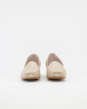 ZAPATO MOCASIN MUJER TACON BAJO COLOR BEIGE METALIZADO D CHICAS 1021 FLORES