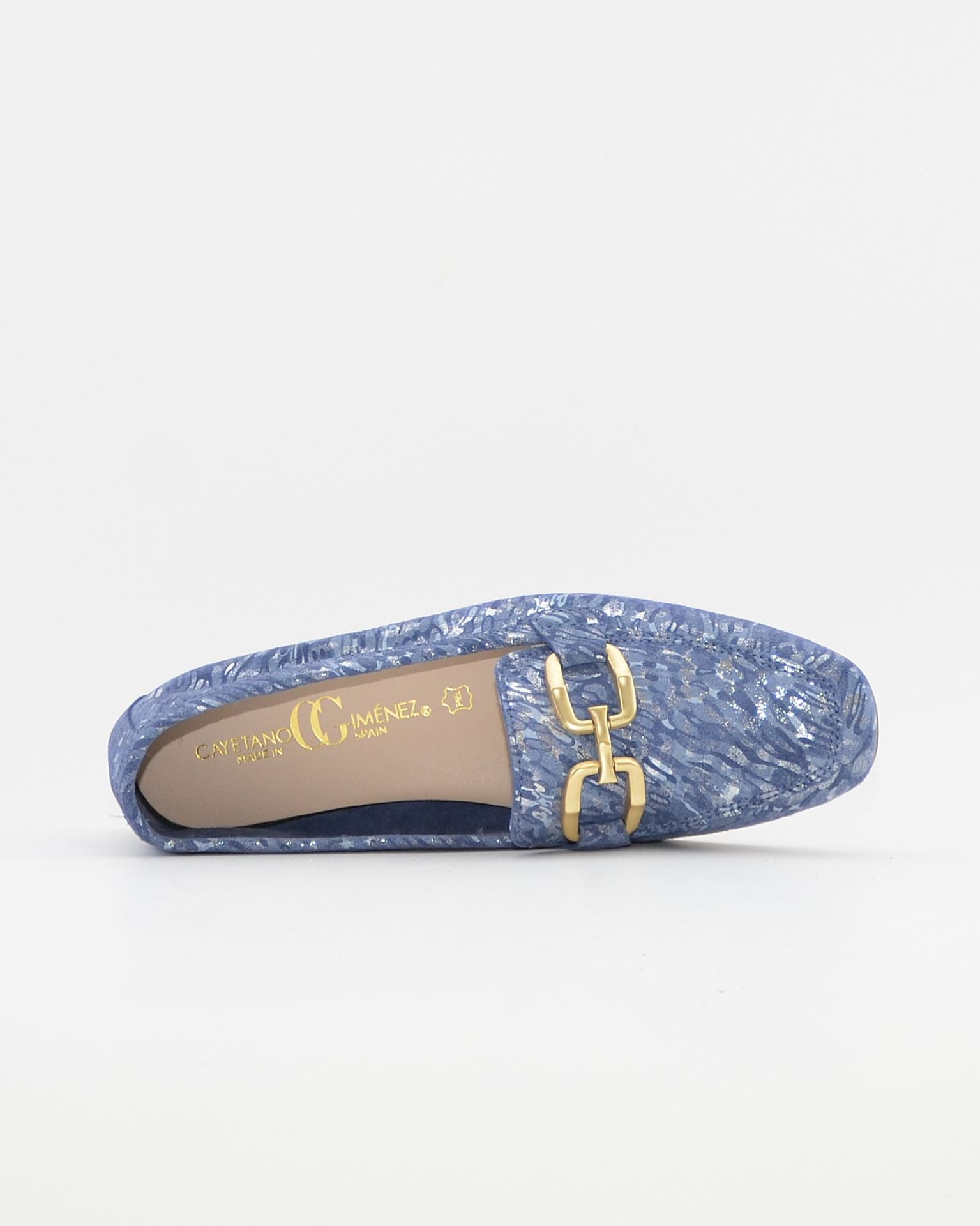ZAPATO MOCASIN MUJER PLANO ESTAMPADO AZUL CAYETANO 17186