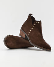 BOTIN MUJER COWBOY SERRAJE MARRÓN CHOCOLATE CON TACHAS KAOLA 3504
