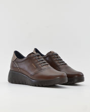 ZAPATO DE CORTE DEPORTIVO CUÑA MUJER ELÁSTICOS FLUCHOS LIVE F2096 CASTAÑO