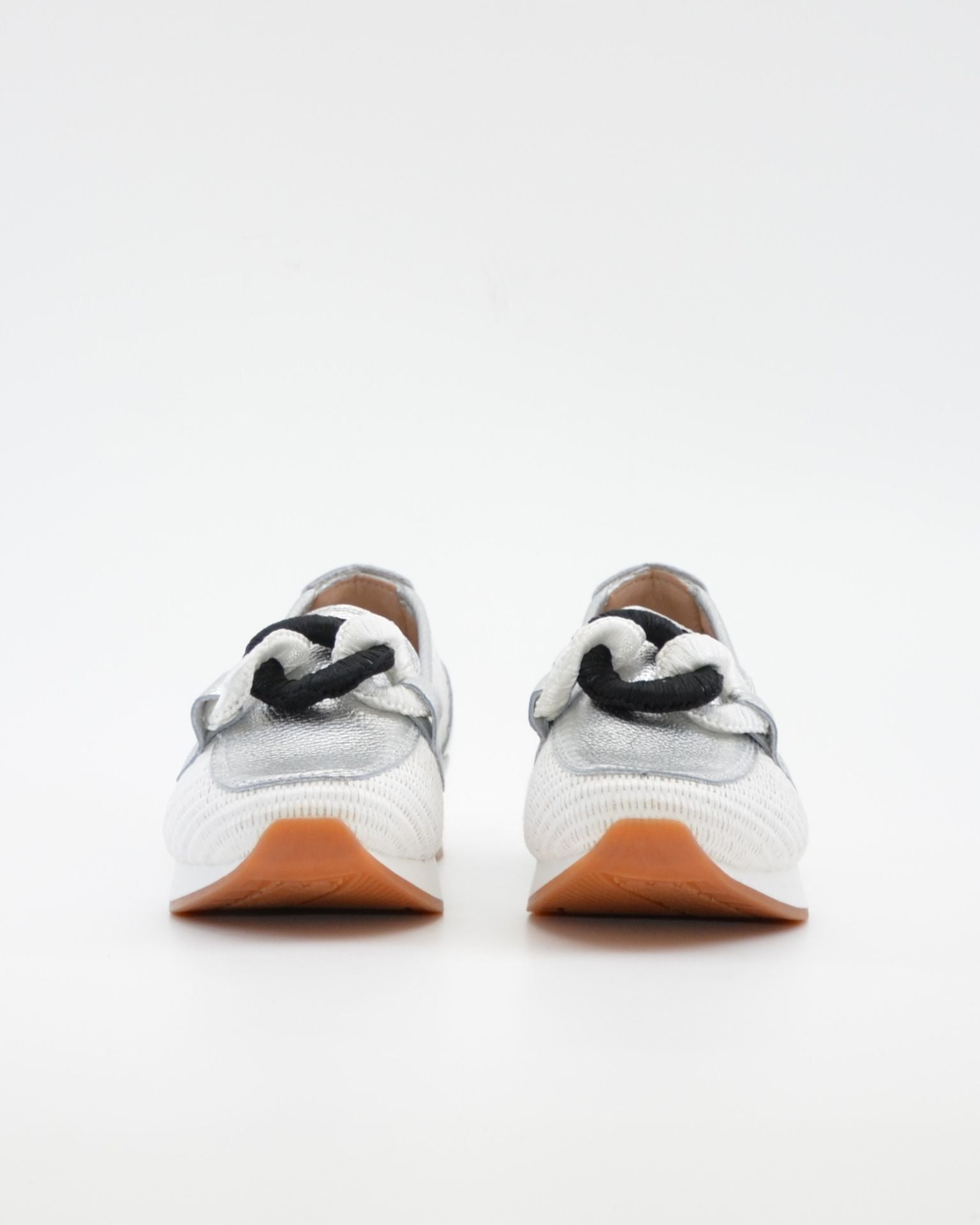 MOCASIN DEPORTIVO MUJER RAFIA BLANCO PLATA ADORNO CADENA THE HAPPY MONK VANITY 011
