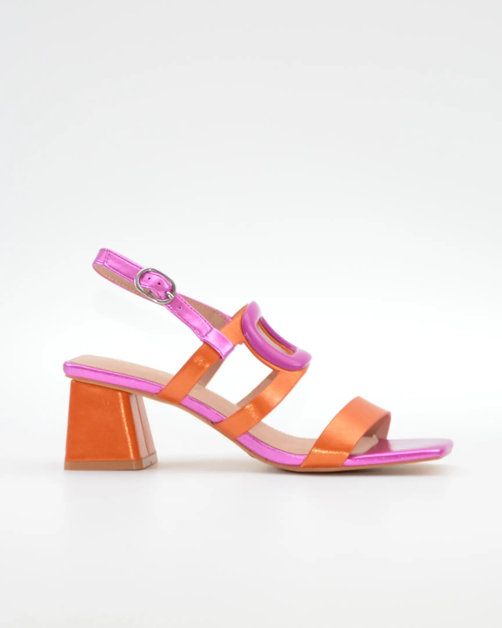 SANDALIA FIESTA MUJER CON ADORNO COLOR FUXIA Y NARANJA AZAREY 613L026