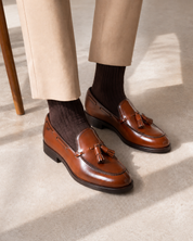 ZAPATO HOMBRE BORLAS TASSEL FLORENTIC CUERO TABAK SUELA DE CUERO